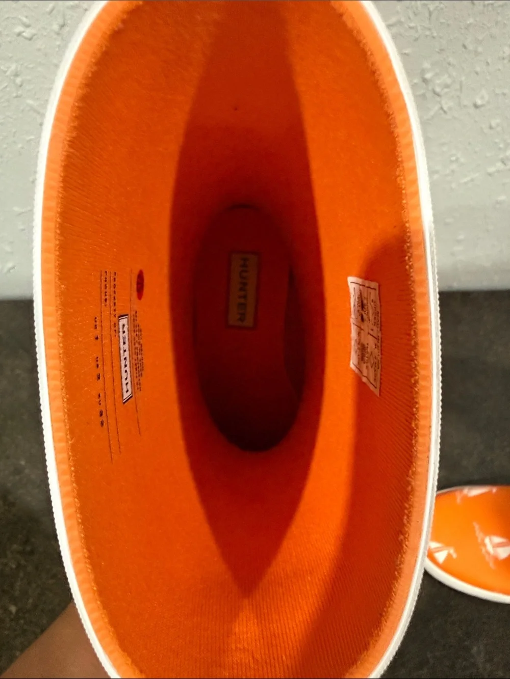 Hunter Kids Orange Sailboat Print  Rain Boots Size 2 Unisex